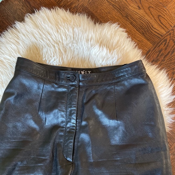 90s vintage black leather pants fitted 90s sleaze Y2K Mix It 100% genuine - Picture 5 of 7